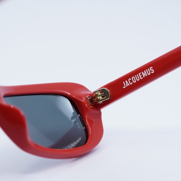 Jacquemus CAPRI JAC/55 C2 Sunglasses Red Rectangle Frame, Grey Lenses - Picture 7 of 11